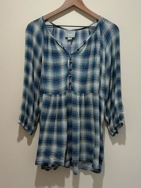 Maeve Cavalon Plaid Babydoll Top